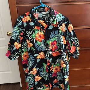 Men's Tropical Floral Shirt and shorts - Black and Multicolor